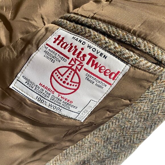 Vintage Brown Herringbone Harris Tweed Jacket - Picture 6 of 12